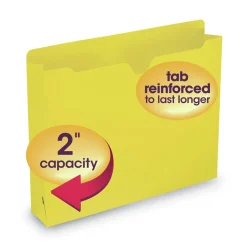 Smead Straight Tab Letter Size Colored File Jackets with Reinforced Double-Ply Tab - Yellow (50/Box)