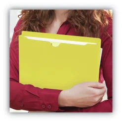 Smead Straight Tab Letter Size Colored File Jackets with Reinforced Double-Ply Tab - Yellow (50/Box)