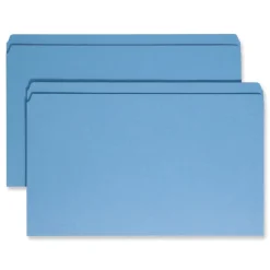 Smead Straight Tabs Legal Size 0.75 in. Expansion Reinforced Top Tab Colored File Folders - Blue (100/Box)