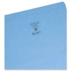 Smead Straight Tabs Legal Size 0.75 in. Expansion Reinforced Top Tab Colored File Folders - Blue (100/Box)