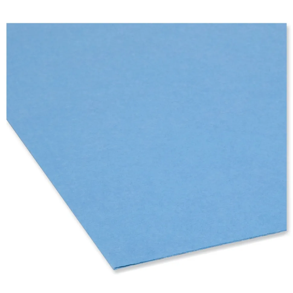 Smead Straight Tabs Legal Size 0.75 in. Expansion Reinforced Top Tab Colored File Folders - Blue (100/Box)