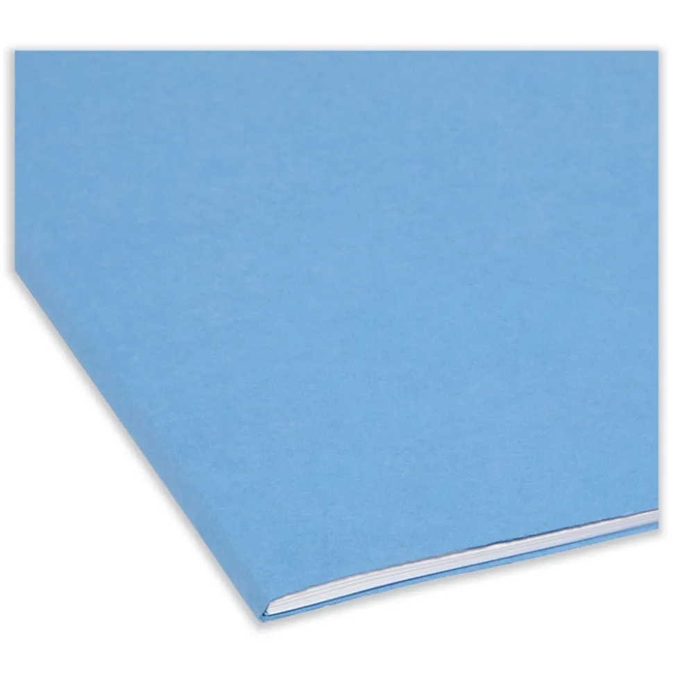 Smead Straight Tabs Legal Size 0.75 in. Expansion Reinforced Top Tab Colored File Folders - Blue (100/Box)