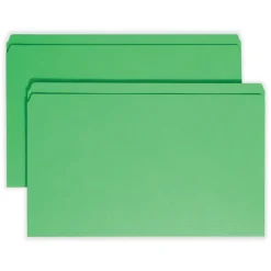 Smead Straight Tabs Legal Size 0.75 in. Expansion Reinforced Top Tab Colored File Folders - Green (100/Box)