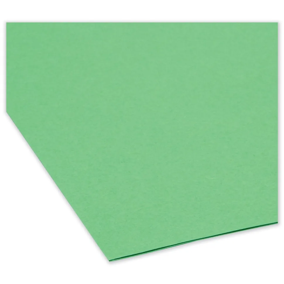 Smead Straight Tabs Legal Size 0.75 in. Expansion Reinforced Top Tab Colored File Folders - Green (100/Box)