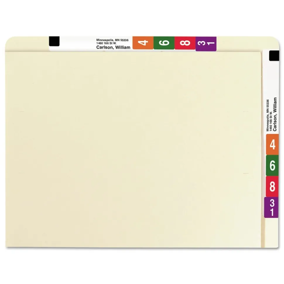 Smead Straight Tabs Letter Size 0.75 in. Expansion Heavyweight End Tab Conversion File Folders - Manila (100/Box)