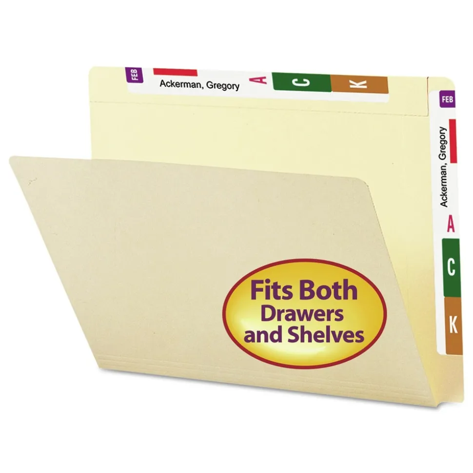 Smead Straight Tabs Letter Size 0.75 in. Expansion Heavyweight End Tab Conversion File Folders - Manila (100/Box)