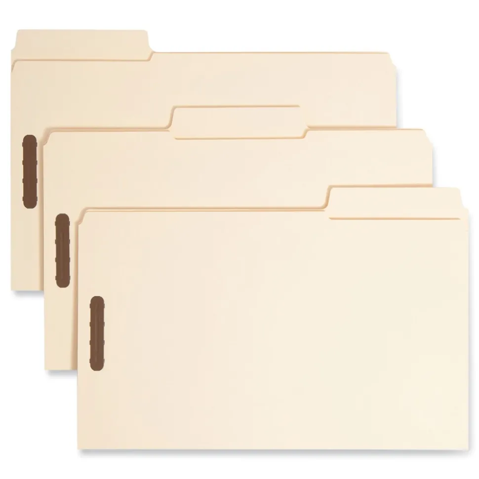 Smead SuperTab 0.75 in. Expansion Reinforced Guide Height Fastener Folders - Manila/Legal Size (50/Box)