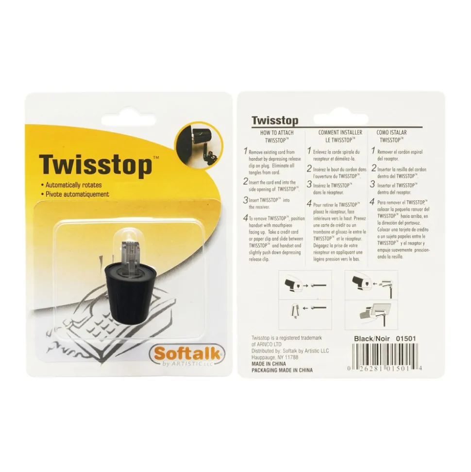 Softalk Twisstop Rotating Phone Cord Detangler - Black