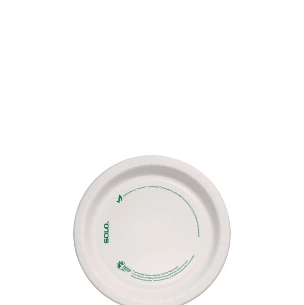 SOLO 6 in. Diameter ProPlanet Seal Compostable Paper Dinnerware Plate - White (1000/Carton)
