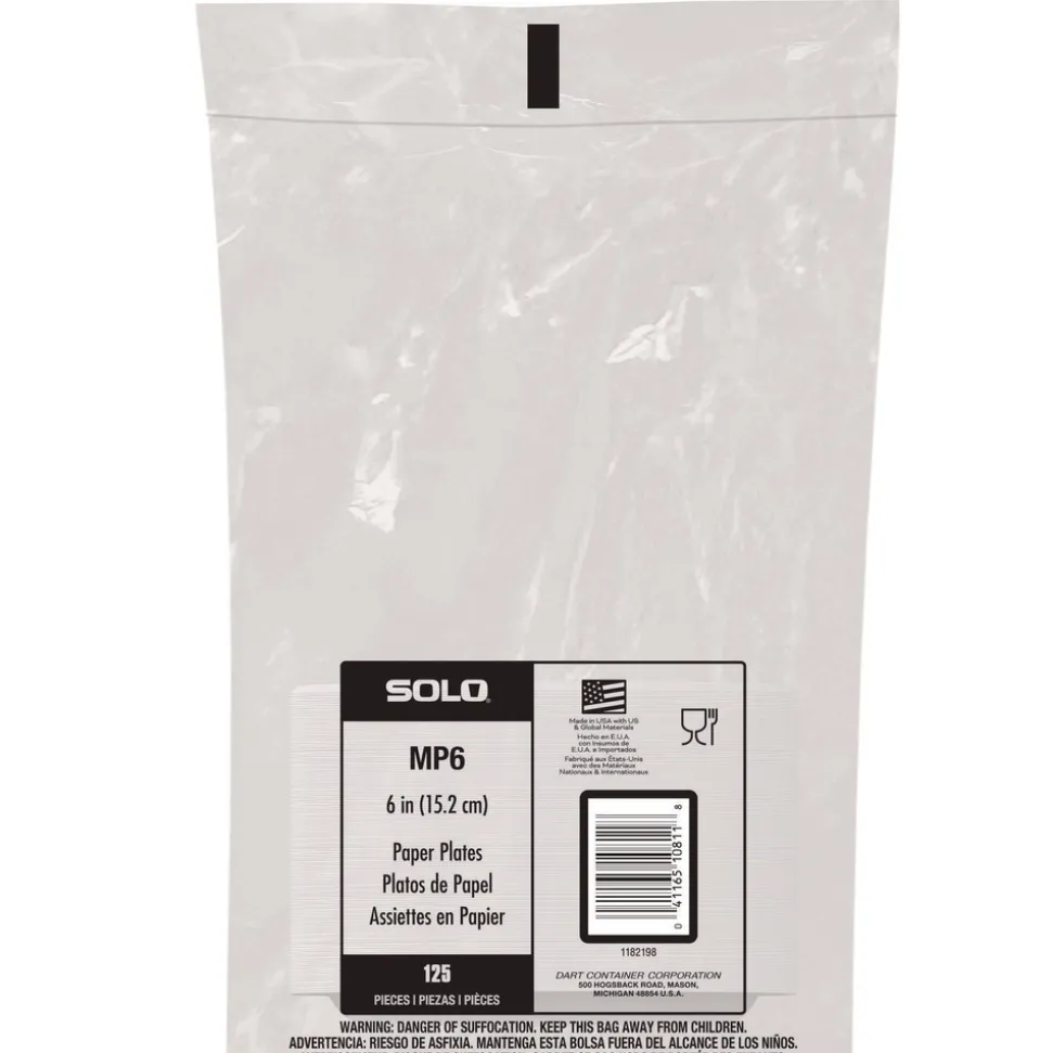 SOLO 6 in. Diameter ProPlanet Seal Compostable Paper Dinnerware Plate - White (1000/Carton)