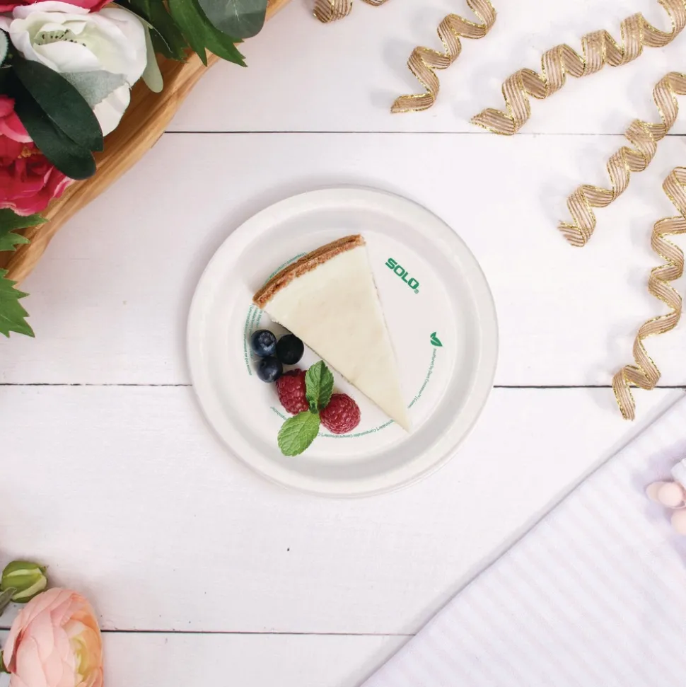 SOLO 6 in. Diameter ProPlanet Seal Compostable Paper Dinnerware Plate - White (1000/Carton)