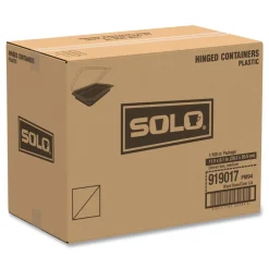 SOLO 11.5 in. x 8 in. MPS Plastic Hinged Lid Dinner Box - Black/Clear (100/Carton)