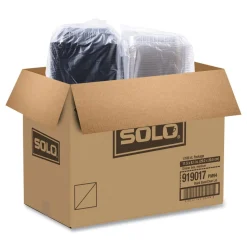 SOLO 11.5 in. x 8 in. MPS Plastic Hinged Lid Dinner Box - Black/Clear (100/Carton)