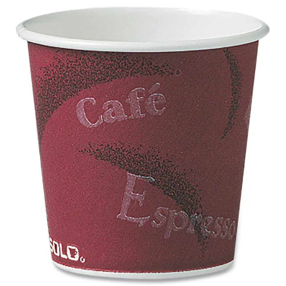 SOLO 4 oz. Bistro Design Single-Sided Poly Paper Hot Cups (50/Pack, 20 Pack/Carton)