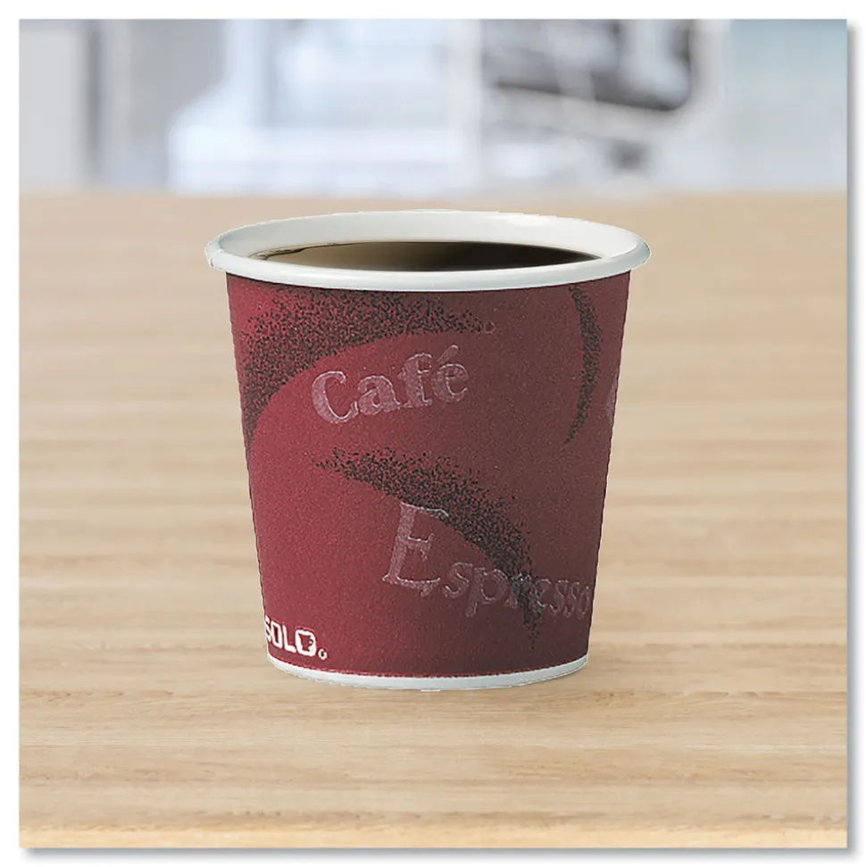 SOLO 4 oz. Bistro Design Single-Sided Poly Paper Hot Cups (50/Pack, 20 Pack/Carton)