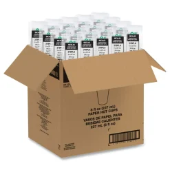 SOLO 8 oz Compostable Paper Hot Cups - White/Green (20/Carton)