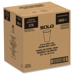 SOLO 8 oz Compostable Paper Hot Cups - White/Green (20/Carton)