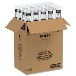 SOLO 16 oz Compostable Paper Hot Cups - White/Green (1000/Carton)