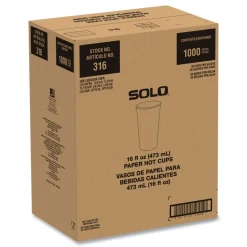 SOLO 16 oz Compostable Paper Hot Cups - White/Green (1000/Carton)