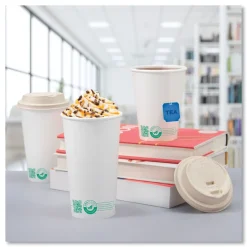 SOLO 16 oz Compostable Paper Hot Cups - White/Green (1000/Carton)