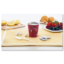 SOLO 10 oz. Paper Hot Drink Cups in Bistro Design - Maroon (1000/Carton)