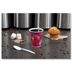 SOLO 10 oz. Paper Hot Drink Cups in Bistro Design - Maroon (1000/Carton)