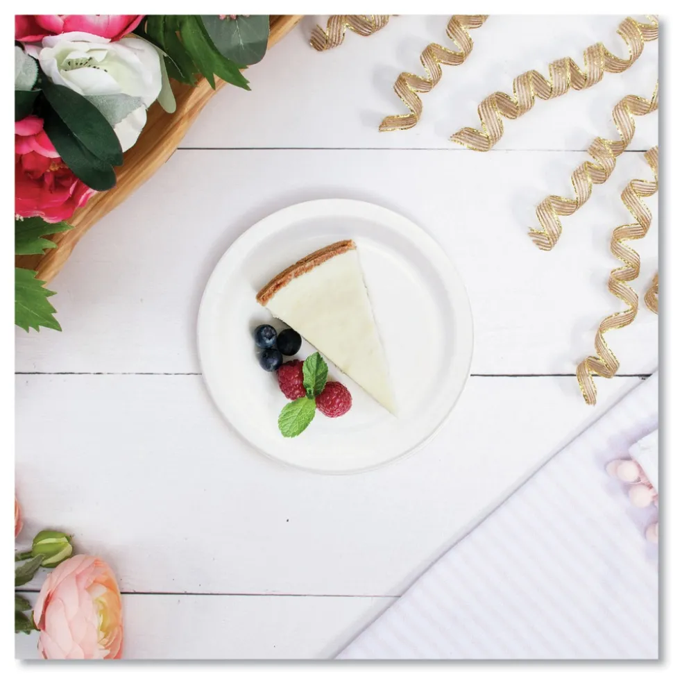 SOLO Bare Eco-Forward 6 in. Diameter ProPlanet Seal Clay-Coated Paper Plate - White/Brown/Green (1000/Carton)