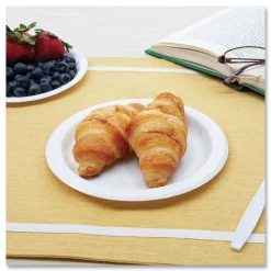 SOLO Bare Eco-Forward 6 in. Diameter ProPlanet Seal Clay-Coated Paper Plate - White/Brown/Green (1000/Carton)