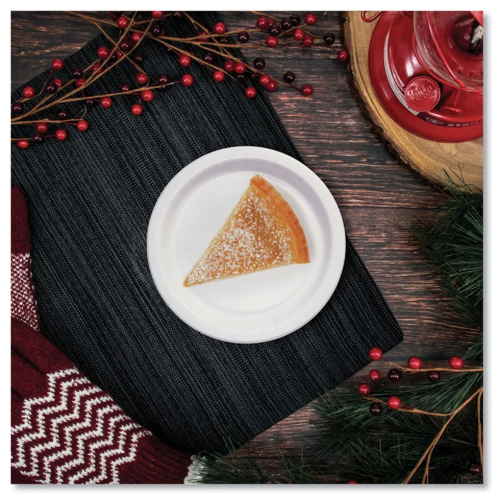 SOLO Bare Eco-Forward 6 in. Diameter ProPlanet Seal Clay-Coated Paper Plate - White/Brown/Green (1000/Carton)