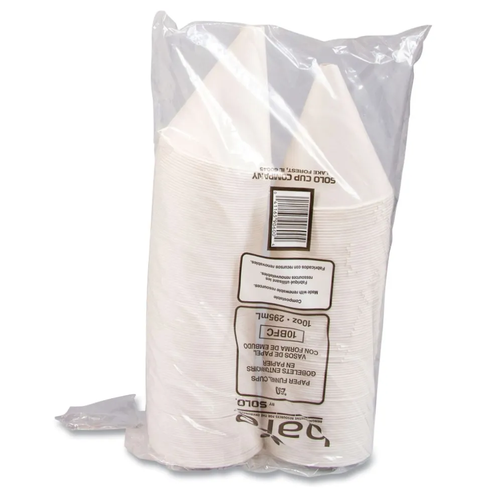 SOLO Bare Eco-Forward 10 oz. ProPlanet Seal Treated Paper Funnel Cups - White (1000/Carton)