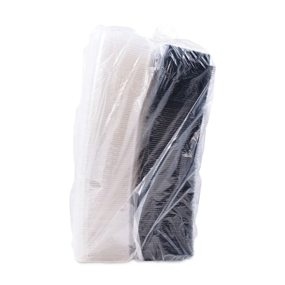 SOLO Creative Carryouts 7.87 in. x 5.4 in. x 2.1 in. 24 oz. Hinged Plastic Hot Deli Boxes - Black/Clear (200/Carton)