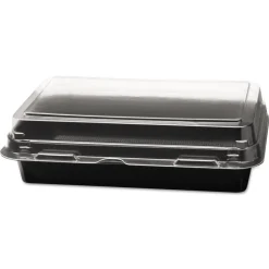 SOLO Creative Carryouts 7.87 in. x 5.4 in. x 2.1 in. 24 oz. Hinged Plastic Hot Deli Boxes - Black/Clear (200/Carton)