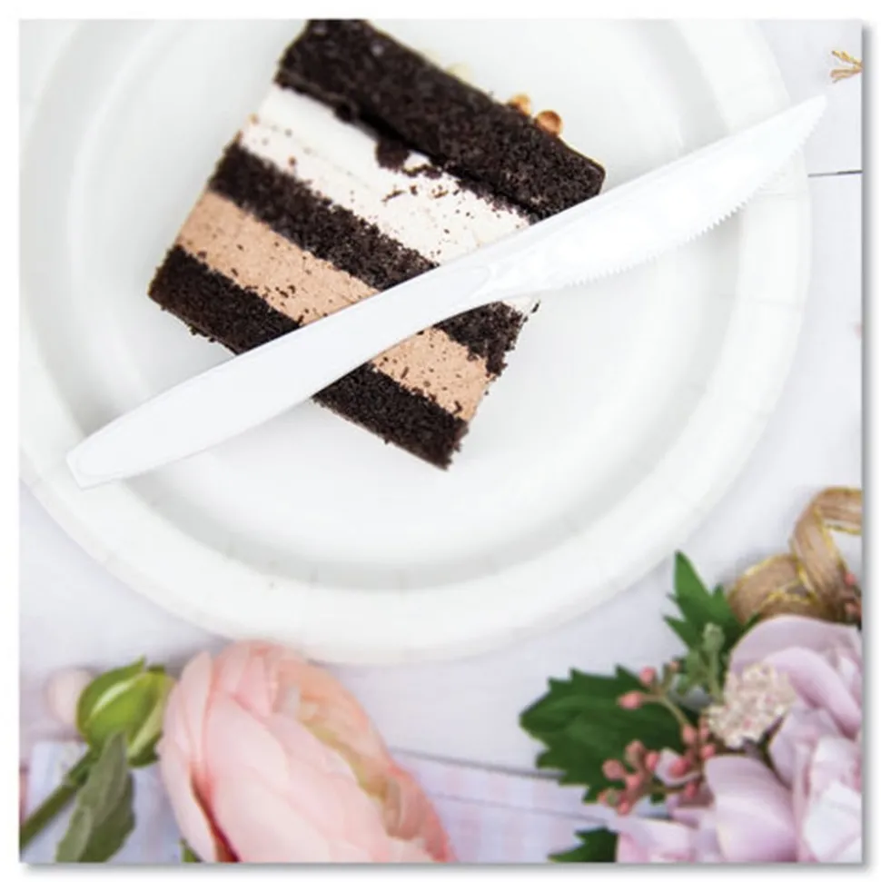 SOLO Impress Heavyweight Full-Length Polystyrene Knife - White (100/Box, 10 Boxes/Carton)