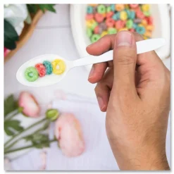 SOLO Impress Heavyweight Full-Length Polystyrene Teaspoon - White (100/Box, 10 Boxes/Carton)