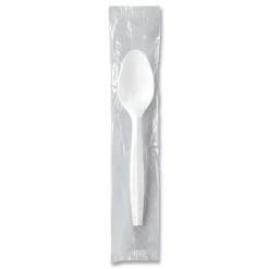 SOLO Individually Wrapped Regal Mediumweight Plastic Cutlery Spoon - White (1000/Carton)