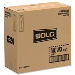 SOLO Individually Wrapped Regal Mediumweight Plastic Cutlery Spoon - White (1000/Carton)