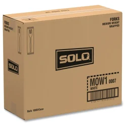 SOLO Individually Wrapped Regal Mediumweight Plastic Cutlery Fork - White (1000/Carton)