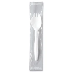 SOLO Individually Wrapped Regal Mediumweight Plastic Cutlery Spork - White (1000/Carton)
