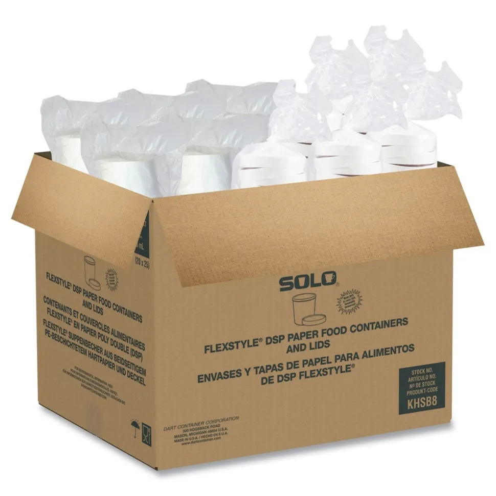 SOLO KHSB8A-2050 8 oz Flexstyle Double Poly Paper Food Combo Packs - White (250/Carton)