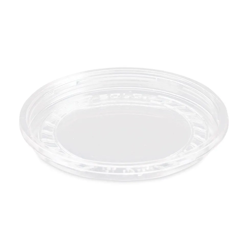 SOLO LG8R-0090 Bare Eco-Forward ProPlanet Seal RPET Plastic Deli Container Recessed Lids Fits 8 oz. Volume Capacity - Clear (50/Pack, 10 Packs/Carton)