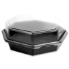 SOLO OctaView 9.57 in. x 9.2 in. x 3.2 in. 42 oz. Plastic Hinged-Lid Cold Food Containers - Black/Clear (100/Carton)
