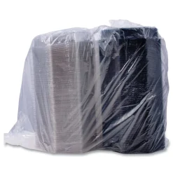 SOLO OctaView 9.57 in. x 9.2 in. x 3.2 in. 42 oz. Plastic Hinged-Lid Cold Food Containers - Black/Clear (100/Carton)