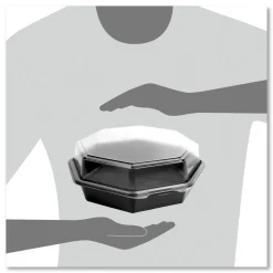 SOLO OctaView 9.57 in. x 9.2 in. x 3.2 in. 42 oz. Plastic Hinged-Lid Cold Food Containers - Black/Clear (100/Carton)