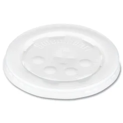 SOLO Polystyrene Plastic Flat Straw-Slot Cold Cup Lids Fits 12 oz to 24 oz Cups - Translucent (125/Pack, 16 Packs/Carton)