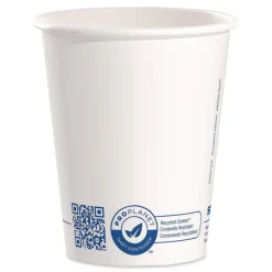SOLO Recycled Content PCF Paper Hot Cups ProPlanet Seal 10 oz White/Blue (1000/Carton)
