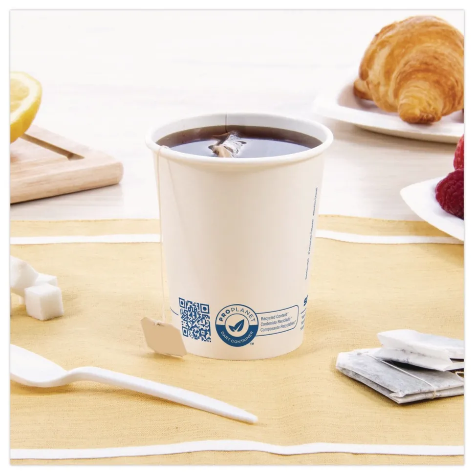 SOLO Recycled Content PCF Paper Hot Cups ProPlanet Seal 10 oz White/Blue (1000/Carton)
