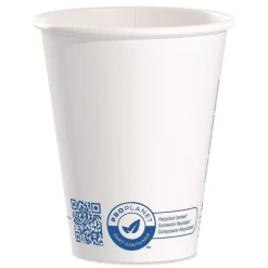 SOLO Recycled Content PCF Paper Hot Cups ProPlanet Seal 8 oz White/Blue (1000/Carton)