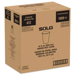 SOLO Recycled Content PCF Paper Hot Cups ProPlanet Seal 12 oz White/Blue (1000/Carton)