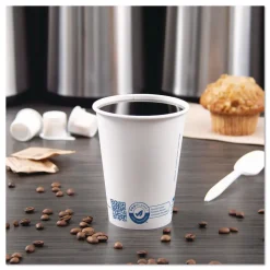 SOLO Recycled Content PCF Paper Hot Cups ProPlanet Seal 12 oz White/Blue (1000/Carton)