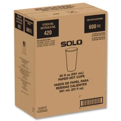 SOLO Recycled Content PCF Paper Hot Cups ProPlanet Seal 20 oz White/Blue 600/Carton